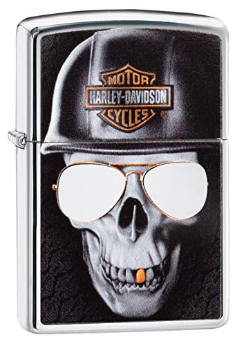 Zippo Harley-Davidson High Polish Chrome Skull Pocket Lighter