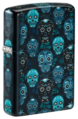 Zippo Sugar Skulls Glow in The Dark Matte Pocket Lighter - Day of the Dead Inspired