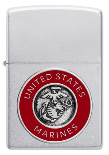 Zippo United States Marines Emblem Satin Chrome Lighter - Semper Fi