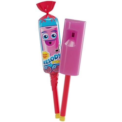 Chupa Chups Melody Pop, Strawberry Flavor, Whistle Lollipops, Individually Wrapped Candy Suckers, 5 Count Pack