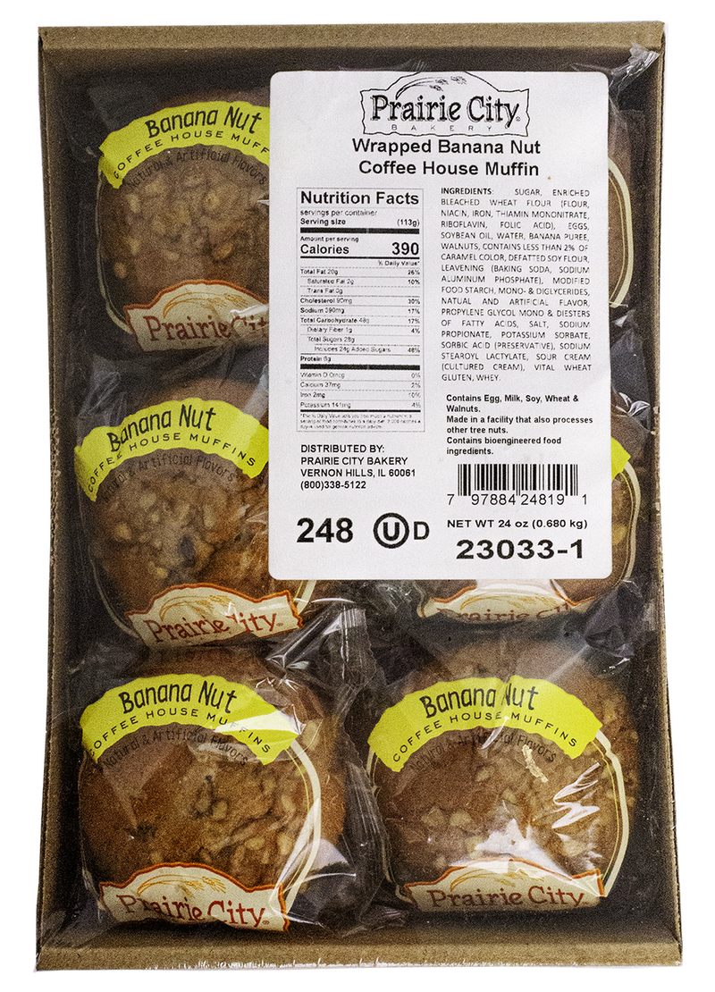 Prairie City Bakery Muffin Banana Coffee House Individual Wrapped (Pack of 48)