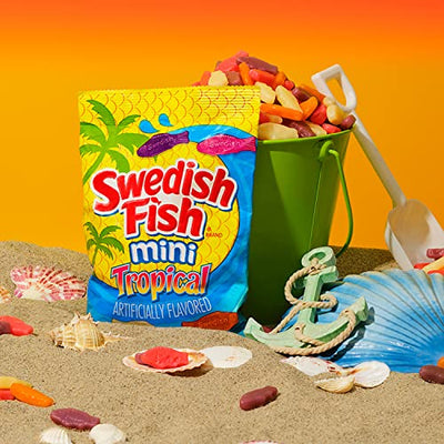 SWEDISH FISH Mini Tropical Soft & Chewy Candy, 8 Ounce (Pack of 12)