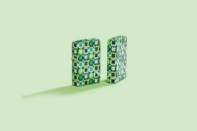 Zippo Lucky Clover Glow in The Dark Green Matte Pocket Lighter - Fortune's Favorite