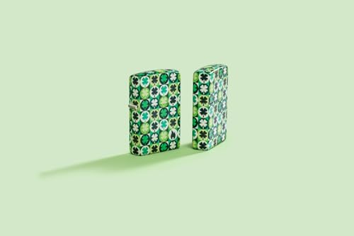 Zippo Lucky Clover Glow in The Dark Green Matte Pocket Lighter - Fortune&