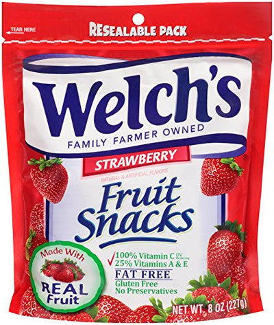 Welch's Strawberry Fruit Snacks, Real Fruit Juice, 8 oz Peg Bag