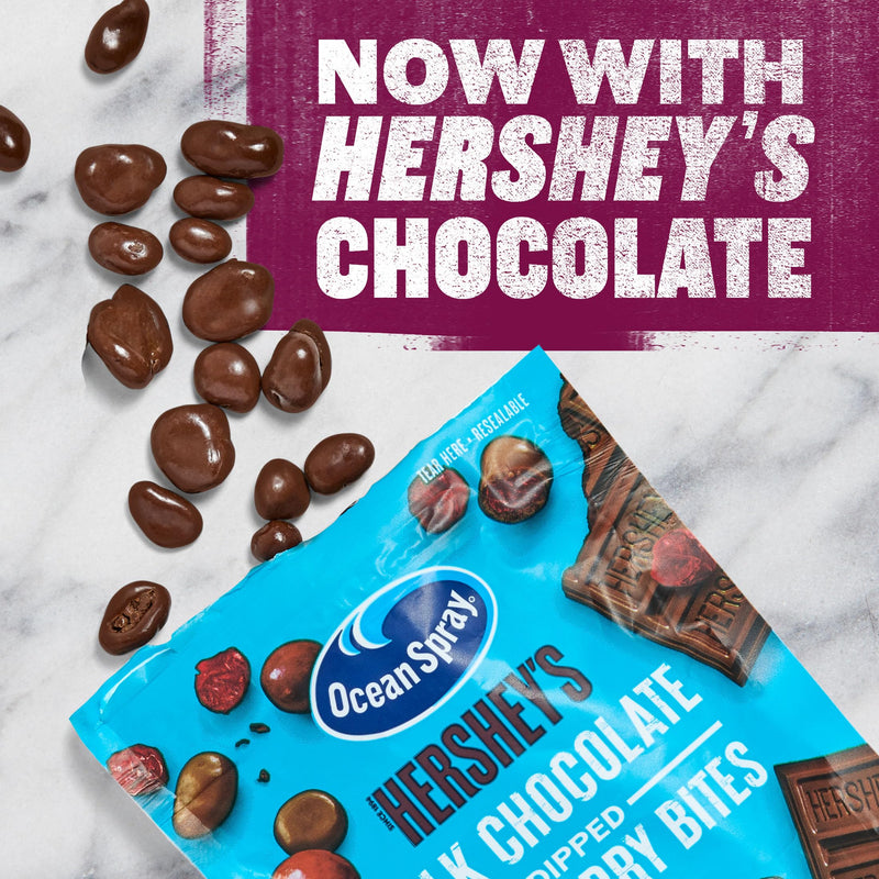 Ocean Spray® HERSHEY’S® Milk Chocolate Dipped Cranberry Bites, Chocolate Covered Dried Cranberries, 5 Oz Pouch (Pack of 12)