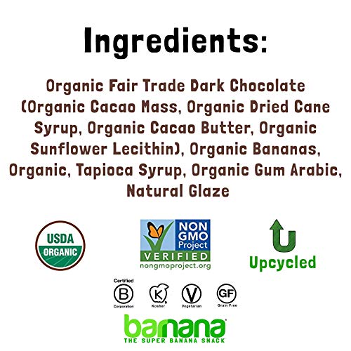 Barnana Organic Chewy Banana Bites, Dark Chocolate Banana Flavor- Non-GMO, USDA Organic Upcycled Snack, 1.4 Ounce Bags (12 Bags Total)