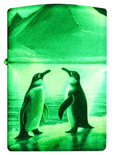 Zippo Chilly Penguin Glow in The Dark Green Matte Lighter - Adorably Cool