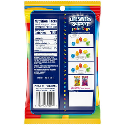 Lifesavers Gummi Fruit Rings 7oz Peg Bag