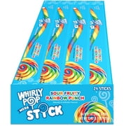 Whirly Pop Mega Stick Sour Fruity Rainbow Punch Chewy Candy, 0.92 Ounce - 24 Count Display Box