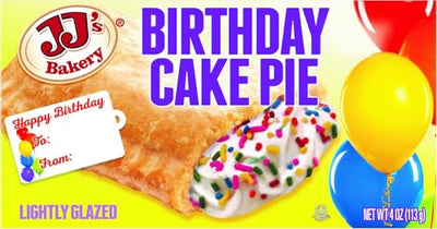 JJ's Bakery Birthday Cake Pie Snack Pies, Individual Dessert, Fresh-Baked, Nut-Free, Kosher Parve, 4 Oz Each (Pack of 12)