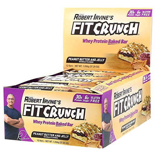 FITCRUNCH Whey Protein Baked Bar, Peanut Butter and Jelly, 12 Bars, 3.10 oz (88 g) Each