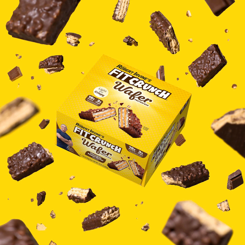 FITCRUNCH Wafer Protein Bars, Designed by Robert Irvine, 16g of Protein & 3g of Sugar (9 Bars, Chocolate Peanut Butter)