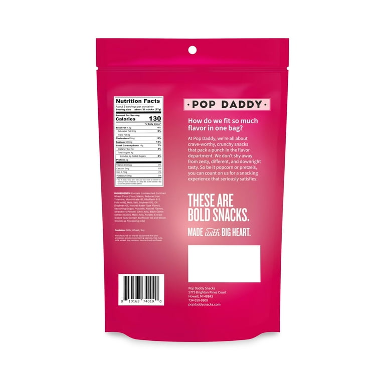 Pop Daddy Strawberry Shortcake 7.5oz Pretzel Sticks 12ct