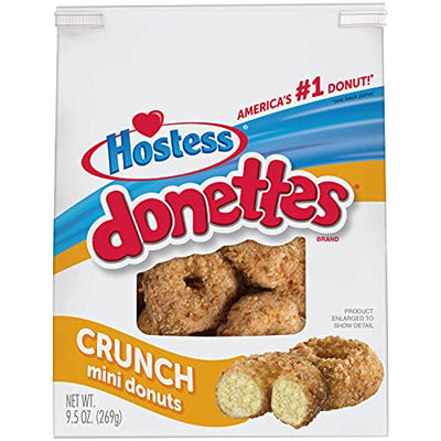 Hostess Donettes Mini Donuts, Crunch, 9.5 Ounce (Pack of 6)