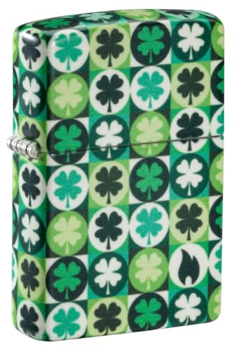 Zippo Lucky Clover Glow in The Dark Green Matte Pocket Lighter - Fortune's Favorite