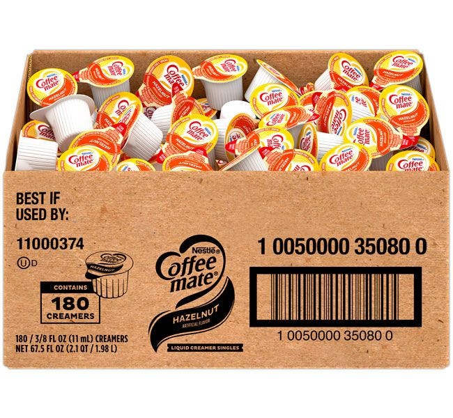 Coffeemate Hazelnut .375oz Single-Serve Creamer Packets 180-Count Wholesale Bulk