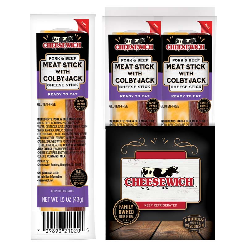 Cheesewich & Colby Jack Cheese Meat Sticks Boxes 1.5 oz 10ct