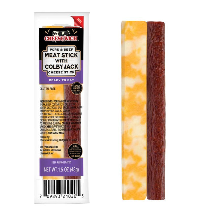 Cheesewich Cheese Meat Sticks Colby Jack 1.5 oz (Pack of 10)