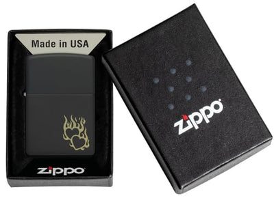 Zippo Fire Heart Design Black Matte Pocket Lighter