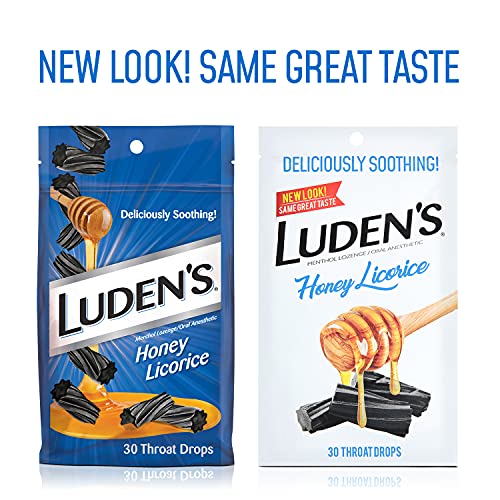 Ludens Honey Licorice Cough & Throat Drops, Menthol Lozenge/Oral Anesthetic, 30-Count per Pack, 12-Pack Wholesale