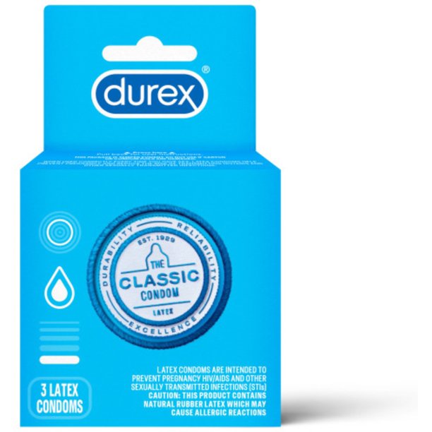 Durex Condom Classic Regular Fit 3s Single Box