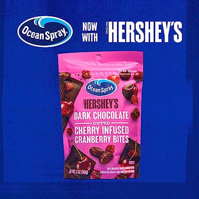 Ocean Spray HERSHEY'S Dark Chocolate Cherry Dipped Cranberry Bites, 5 oz Bag (Pack of 12)