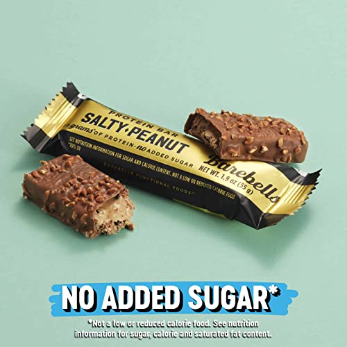 Barebells Protein Bars Salty Peanut - 12 Count, 1.9oz Bars - Protein Snacks with 20g of High Protein - Chocolate Protein Bar with 1g of Total Sugars - Perfect on The Go Protein Snack & Breakfast Bars