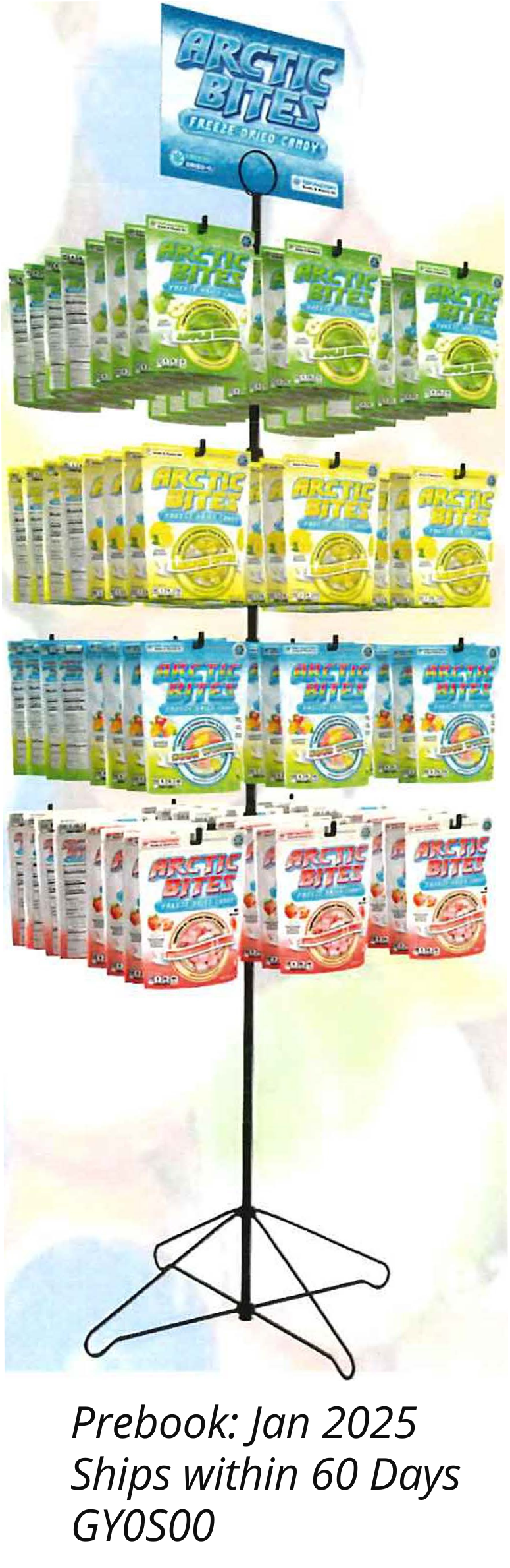 Arctic Bites Fun Factory Freeze-Dried Candy with Spinner Rack (96-Piece Display)