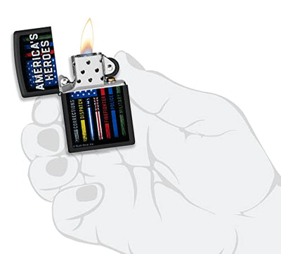 Zippo Buckwear America's Heroes Black Matte Lighter - Patriotic Design