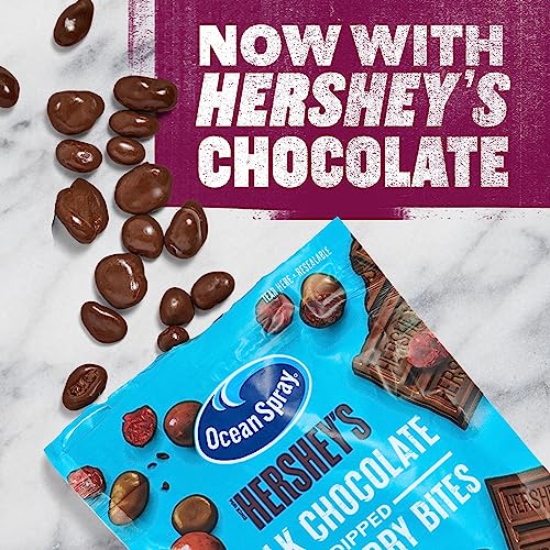 Ocean Spray® HERSHEY’S® Milk Chocolate Dipped Cranberry Bites, Chocolate Covered Dried Cranberries, 5 Oz Pouch (Pack of 12)