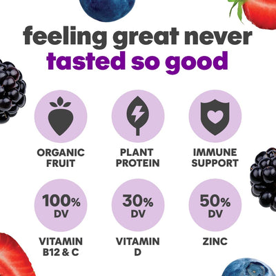 Noka Superfood Fruit Smoothie Pouches, Super Berry with Immune Support, Healthy Snacks with Elderberry, Flax Seed, Plant Protein, and Prebiotic Fiber, Gluten Free and Vegan, 4.22 oz, 6 Count