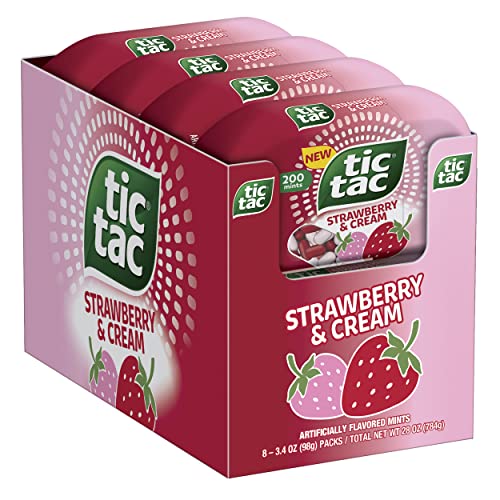 Tic Tac, Strawberry and Cream Flavored, On-the-Go Refreshment, 3.4 oz each, Bulk 8 pack