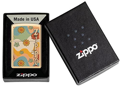 Zippo Flower Power High Polish Brass Lighter - Vibrant Design, Smooth Operation