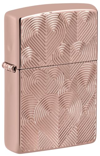 Zippo Lighter Hearts Design High Polish Rose