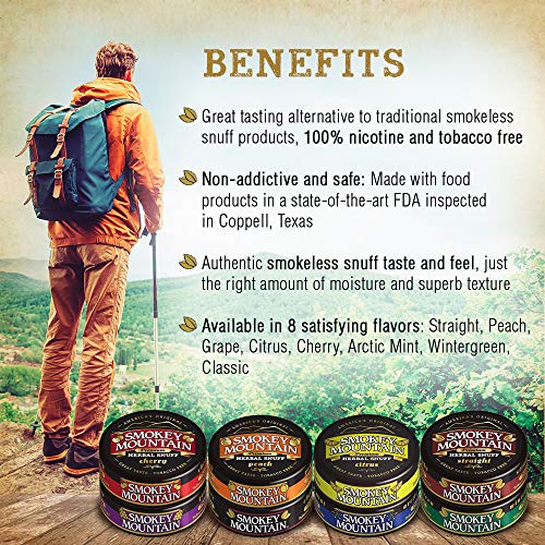 Smokey Mountain Arctic Mint Herbal Snuff 10-Can Wholesale Pack