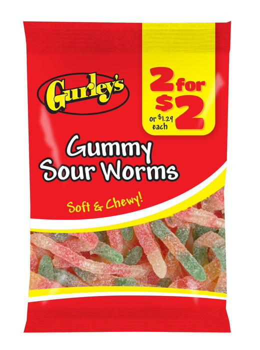 Gurley's Gummi Sour Worm 12 Per Bag