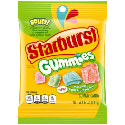 STARBURST Gummies Sours Gummy Candy, 5 oz Bag (Pack of 12)