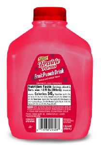 Prairie Farms Fruit Punch Drink Quart bottles, 9-pack case for wholesale and retail convenience store supply