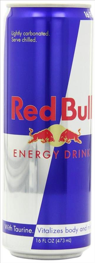 Red Bull Energy Drink Original 16 oz can, case of 12, silver and blue packaging