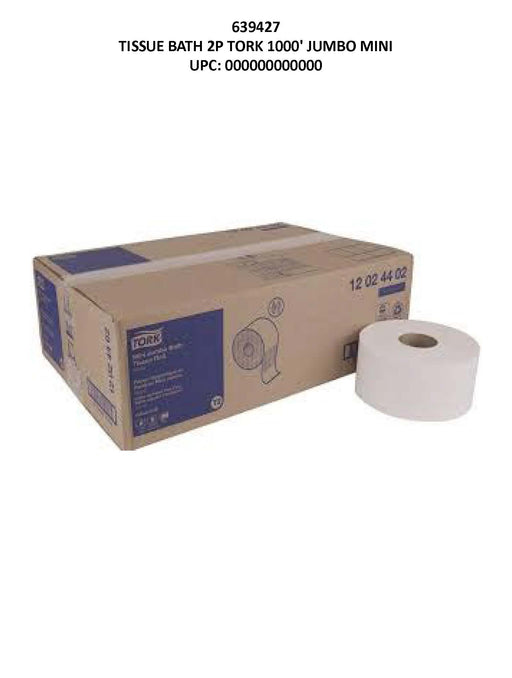 Tork 2-Ply Jumbo Mini Bath Tissue Roll 751 Ft, Case of 12, commercial restroom tissue supply