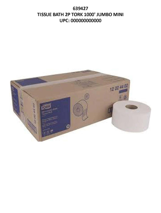 Tork 2-Ply Jumbo Mini Bath Tissue Roll 751 Ft, Case of 12, commercial restroom tissue supply