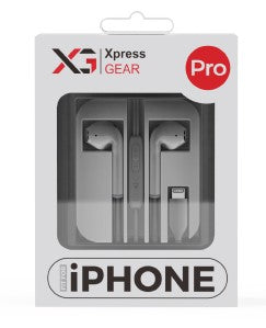 XG Pro 937 wired iPhone earbuds 6-pack retail box, compatible headphones for convenience store resale