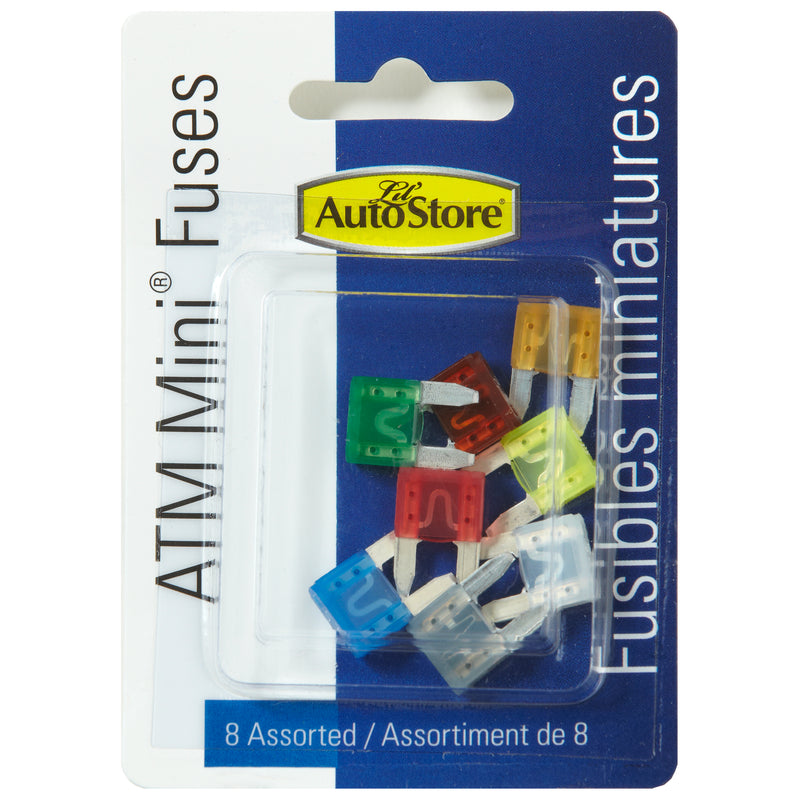 Auto Mini Fuses, ATM Assorted Sizes, 8-Count Set