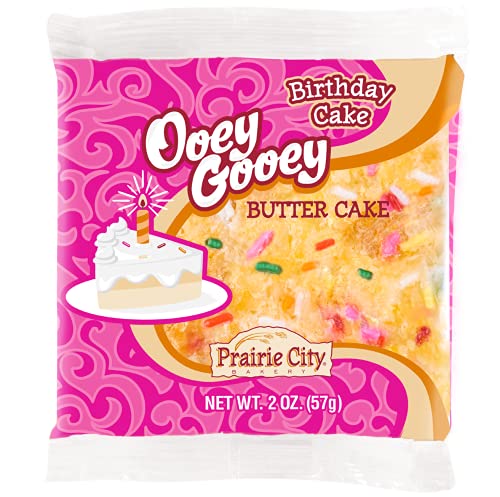 Prairie City Bakery Ooey Gooey Butter Cake, 2 oz Snack Cakes, Individually Wrapped, Pack of 10 (Birthday Cake)