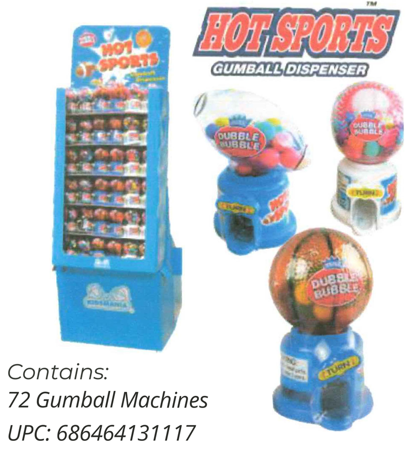 Kidsmania Hot Sports Gumball Gum Display (72-Count)