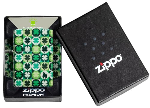 Zippo Lucky Clover Glow in The Dark Green Matte Pocket Lighter - Fortune&