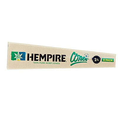 Hempire Cones 1 1/4'' |144 Pack |Natural Pre Rolled Paper with Tips and Packing Sticks Included - Packaged in Convenient 6 pack Resealable Pouches (1 1/4 - 144 Count), 144.0 Count
