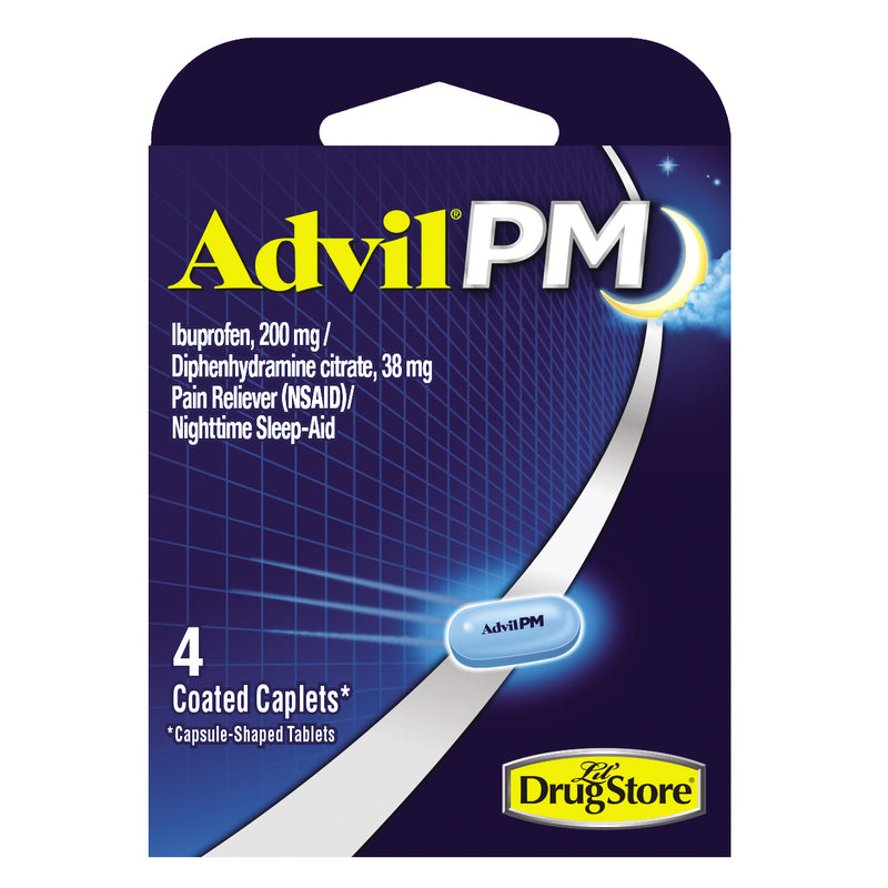 Advil PM Caplets, Pain Relief & Nighttime Sleep Aid, 4 Count (Pack of 1)