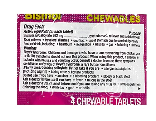 Pepto Bismol Chewables, Digestive Relief, 32 Packs of 4 (Pack of 1)